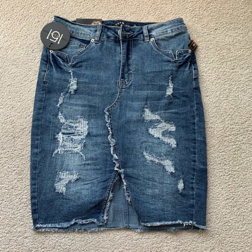 Mid Length Denim Skirt